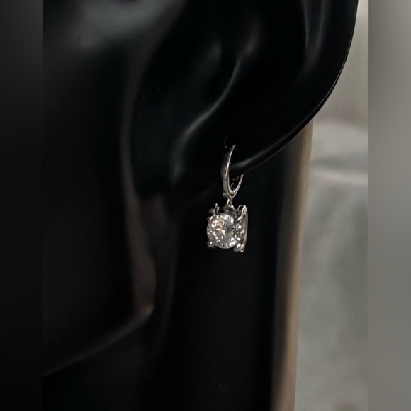 Moissanite Sterling Silver Huggie Drop Earrings 2ct total